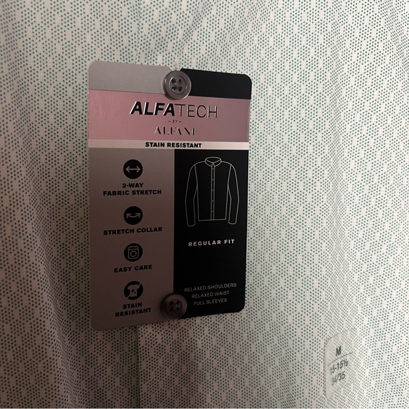 ALFANI Men's Regular Fit 2Way Stretch Stain Resistant Honeycomb Dress Shirts NWT - Picture 4 of 4